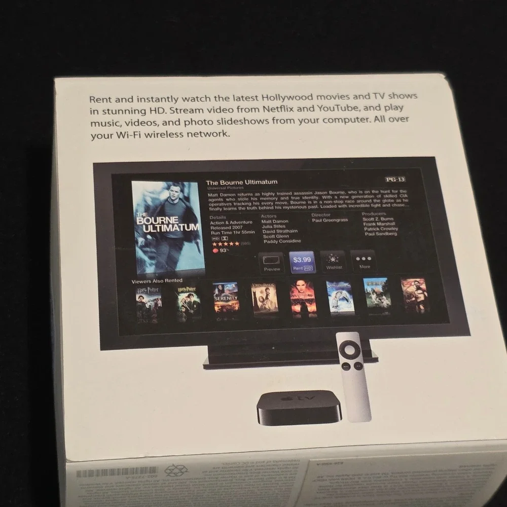 Apple TV Media‎ Streamer with Box 2nd Generation A1378 MC572LL/A Black 720p HD